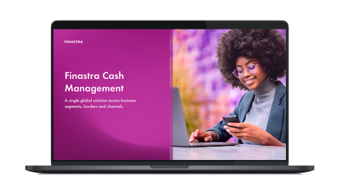 Image of laptop with cover slide for the Finastra Cash Management Solution Overview brochure